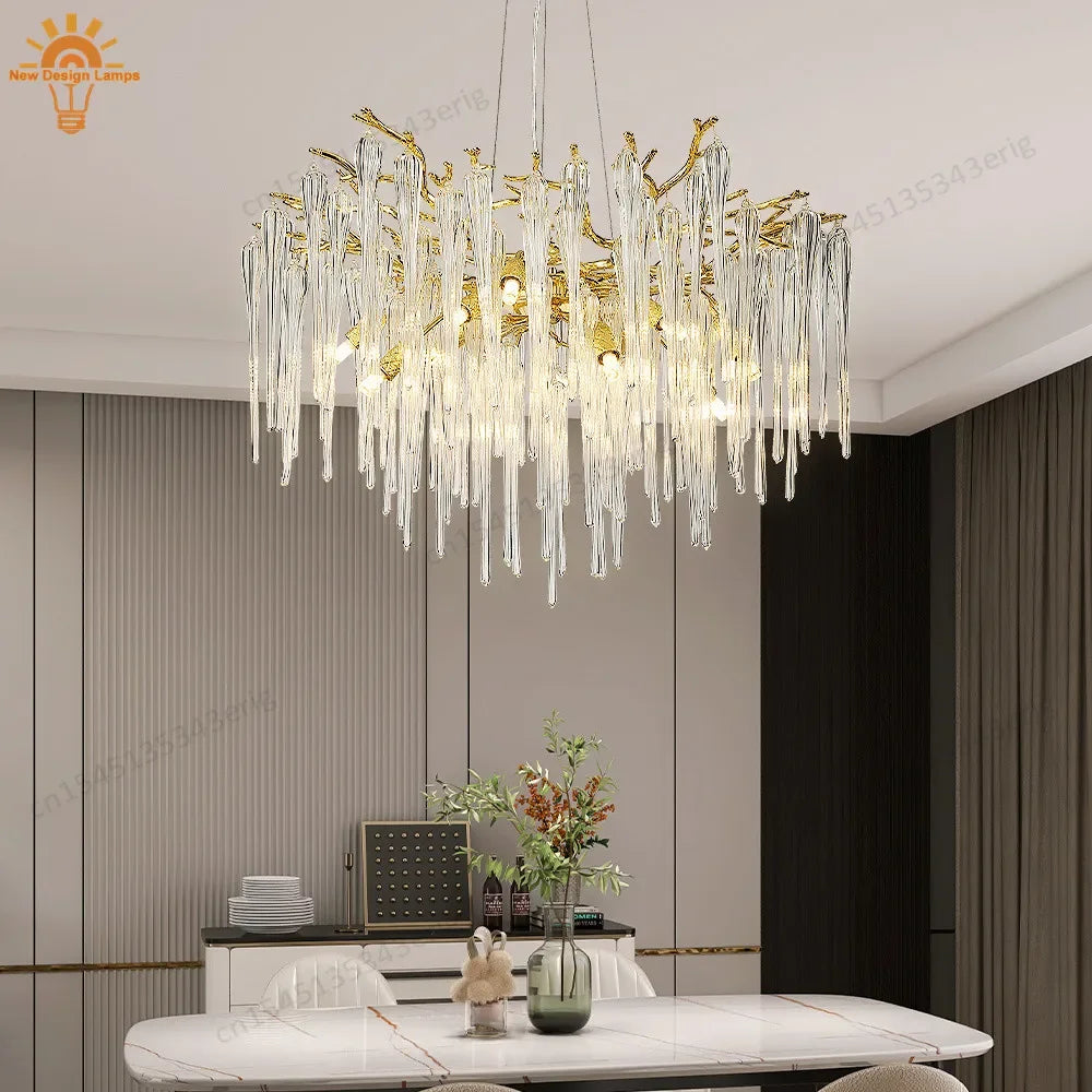 Nordic Column Crystal Chandelier Lighting For Living Room