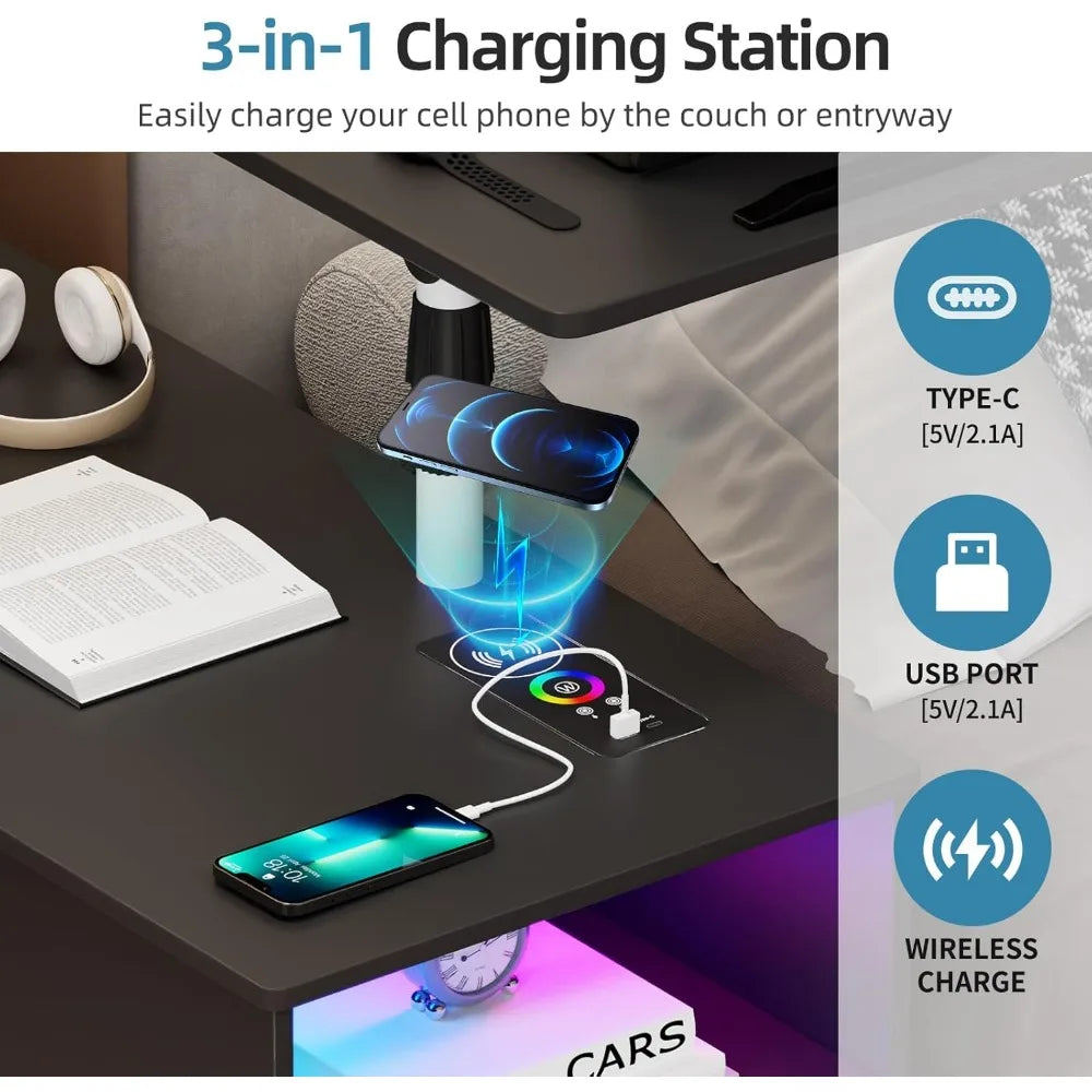 360' LED Wireless Charging Auto Sensor Night Stand