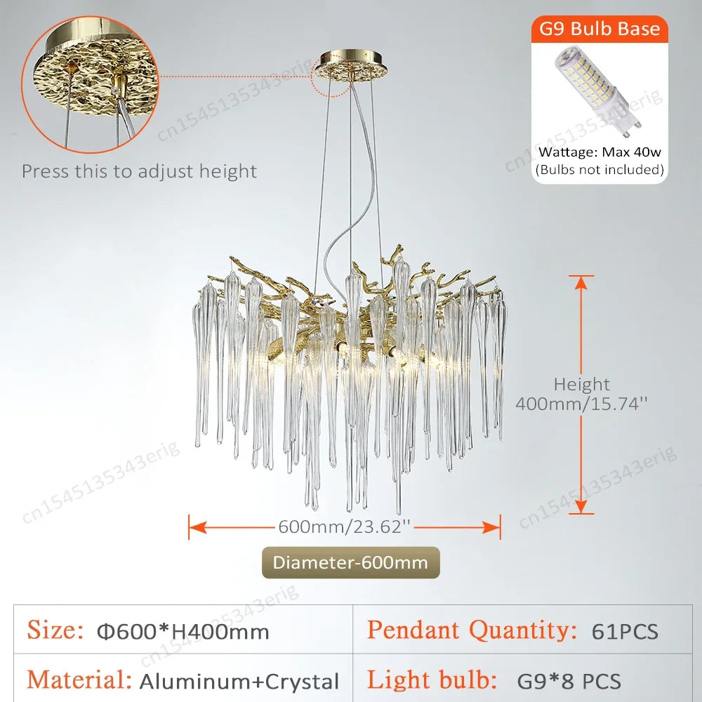 Nordic Column Crystal Chandelier Lighting For Living Room