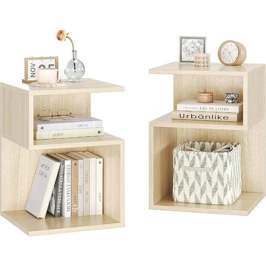 Wood Nightstand Bed Side Table Set Of 2