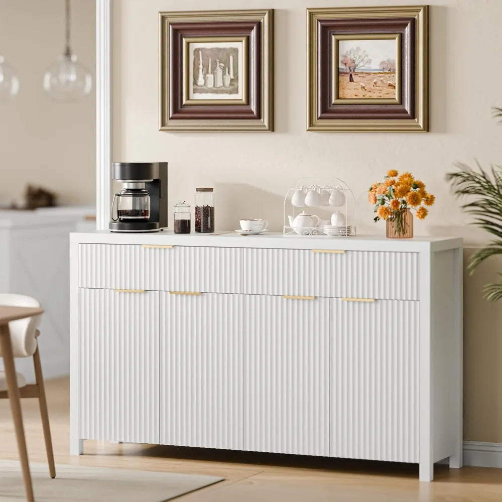 Fluted Storage Cabinet with Drawers Sideboard Cabinet