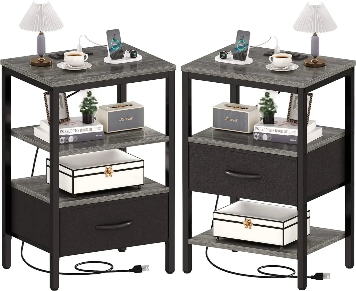 Set/ Bed Side Tables with Charging Station