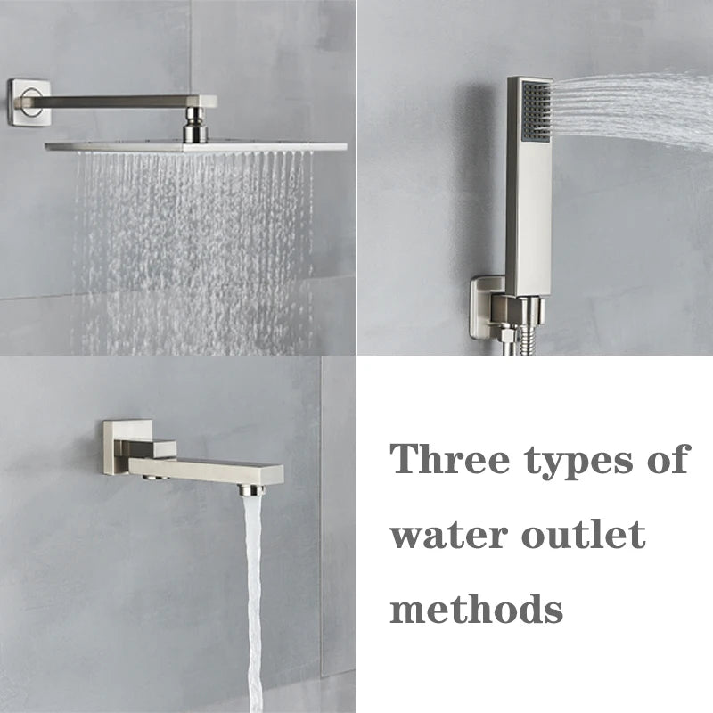 Brushed Nickel  Rainfall Shower Head Rotate/Waterfall