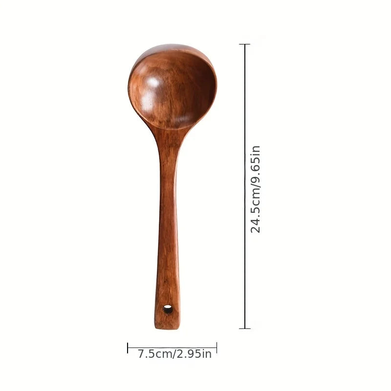 Non-Stick Wooden Cooking Spoon Anti-scalding Soup Ladle