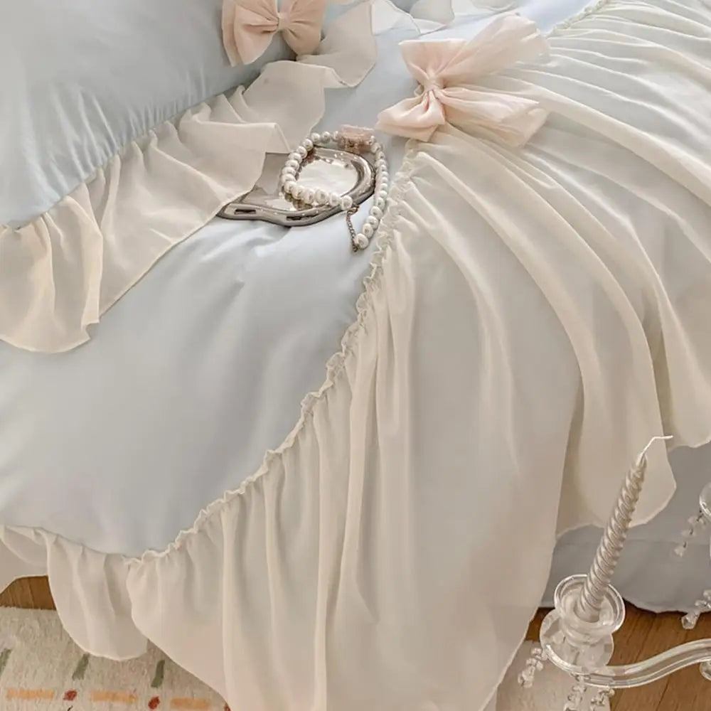 Duvet Cover Set Bowknot Tie Zipper Closure