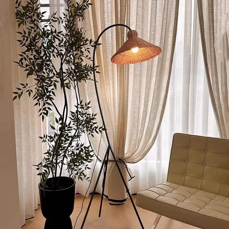 Modern Nordic Minimalism Rattan Led Floor Lamp
