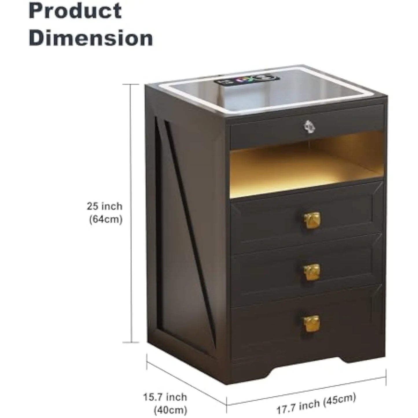 Glass Top LED Gun Drawer with Wireless Charging Station
