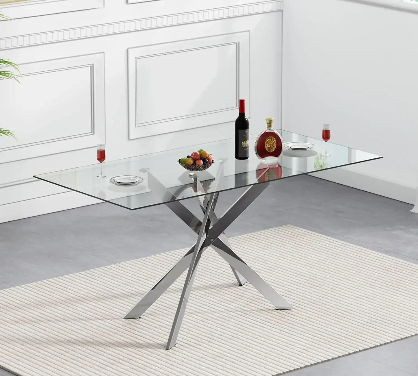 Rectangular Glass Dining Table for 4