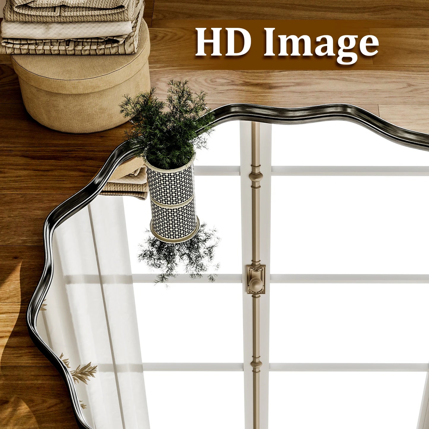 Wavy Round Bathroom Mirror Deep Frame