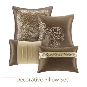 Faux Silk Comforter Jacquard Paisley  Matching Curtains