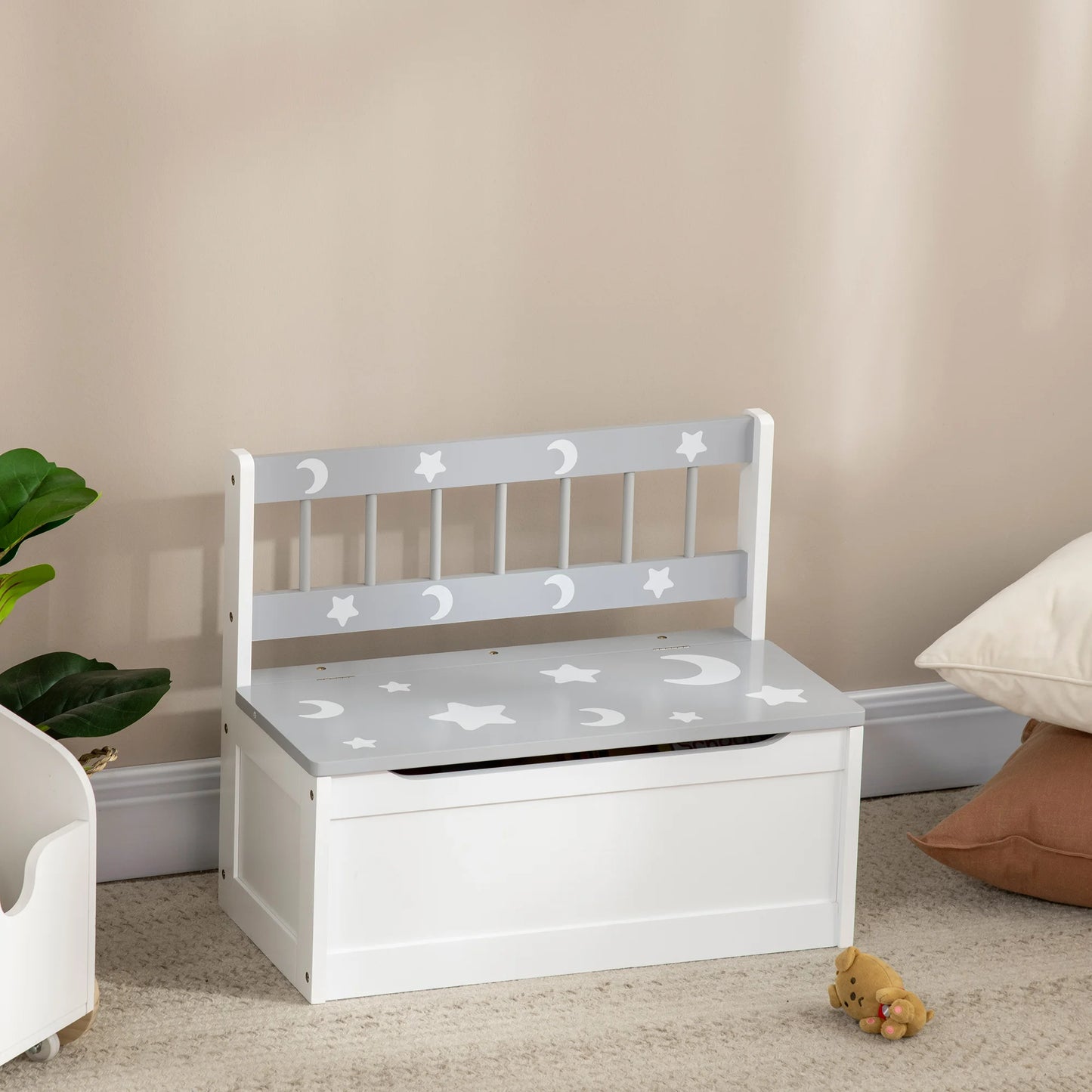 Storage Bench Cabinet with Safety Pneumatic Rod