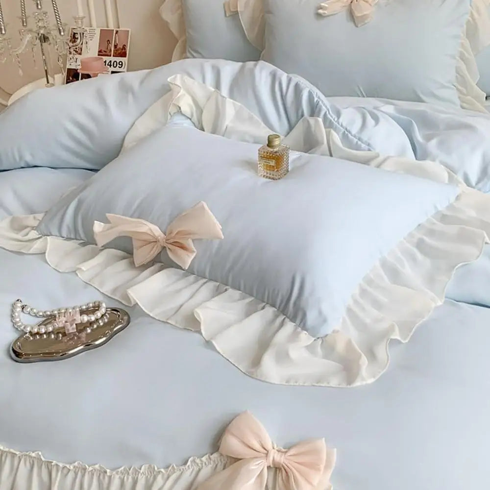 Duvet Cover Set Bowknot Tie Zipper Closure