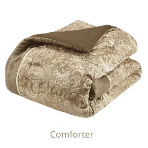 Faux Silk Comforter Jacquard Paisley  Matching Curtains