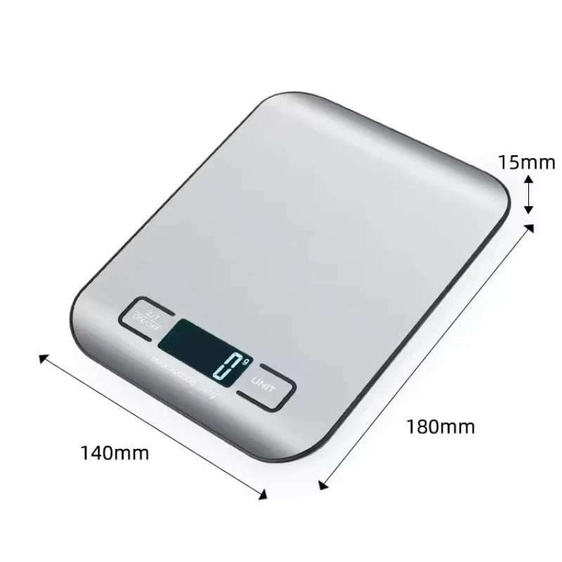Digital Kitchen Scale LED Display Stainless Steel