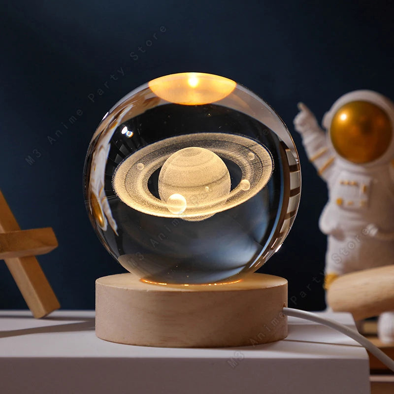 Bedside Glowing Galaxy Saturn Planets Moon Lamp