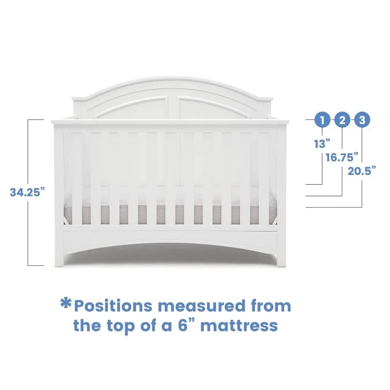 6-in-1 Convertible Crib Greenguard Gold Certified  White