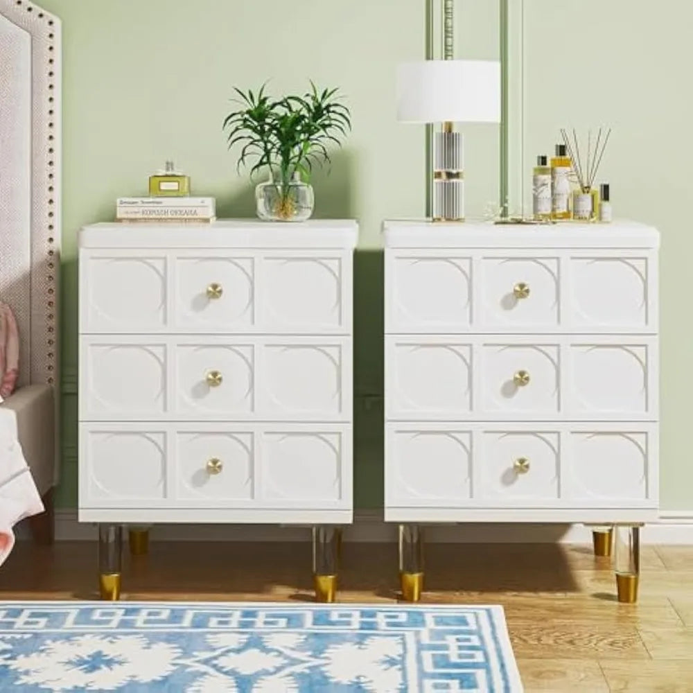 Nightstands Set of 2  with 3 Drawers