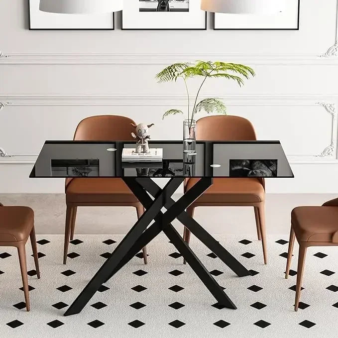 Rectangular Glass Dining Table for 4