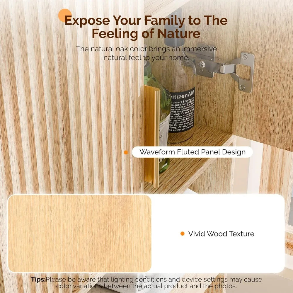 Over The Toilet Storage Cabinet with Fluted Doors