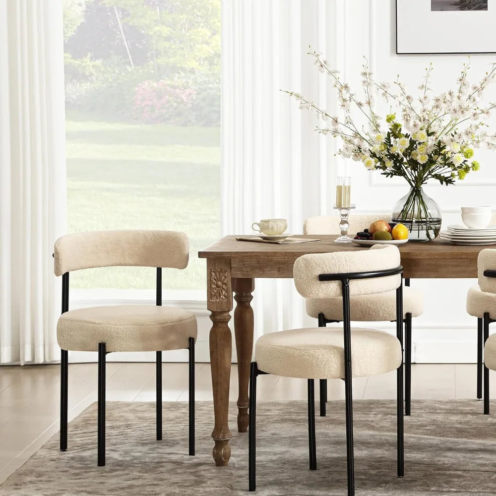 Curved Backrest Dining Chairs Set of 6