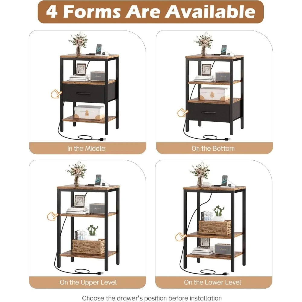 Set/ Bed Side Tables with Charging Station