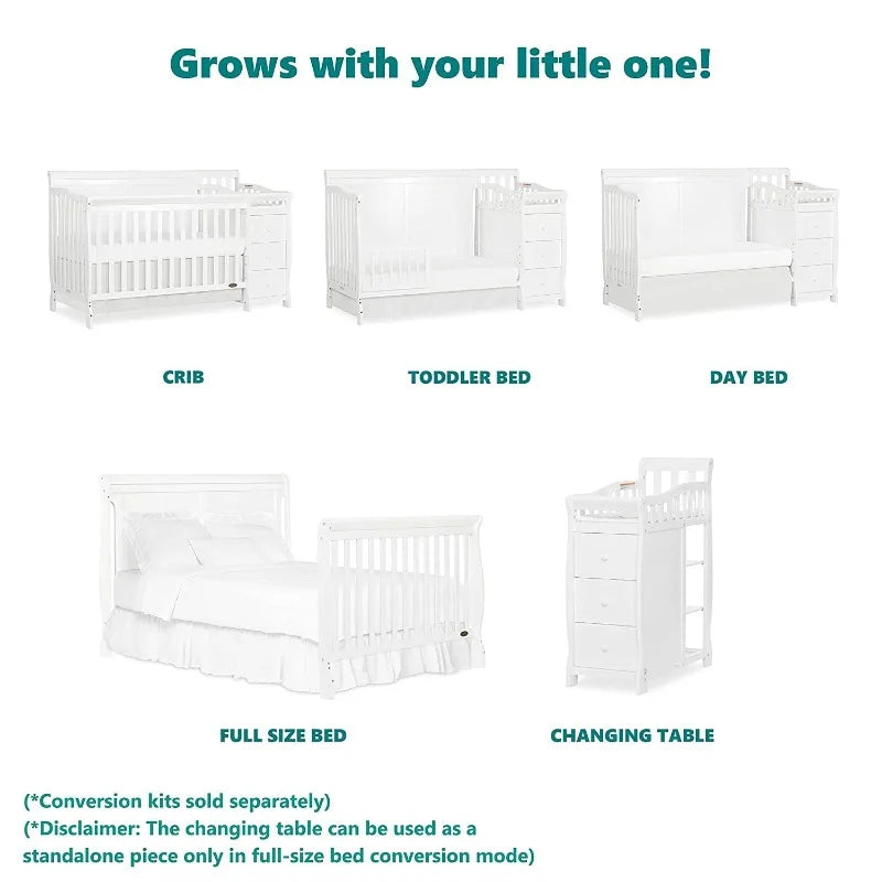 5/1 Brody Convertible Crib With Changer In White