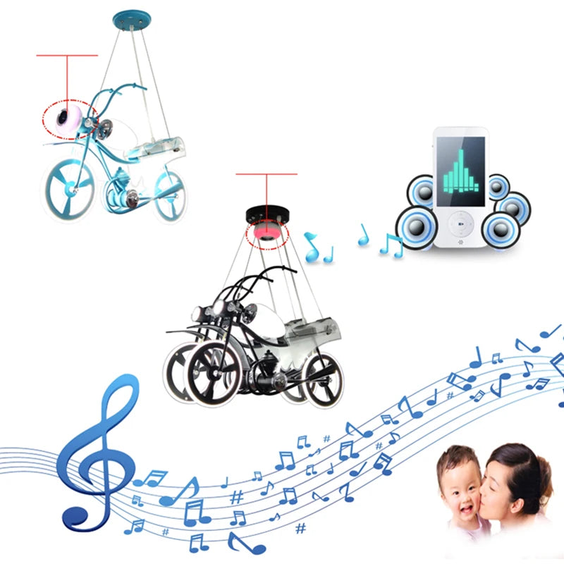 Modern  Motorbike Led Lighted Chandelier Kids Room