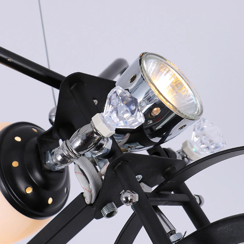 Modern  Motorbike Led Lighted Chandelier Kids Room
