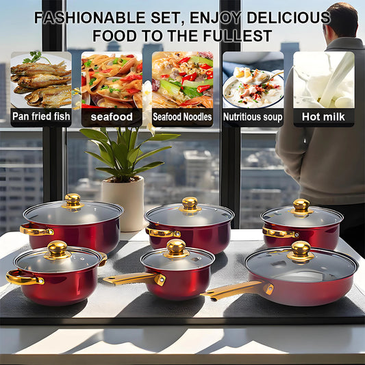 12-Piece Stainless Steel Non-Stick Cookware Collection