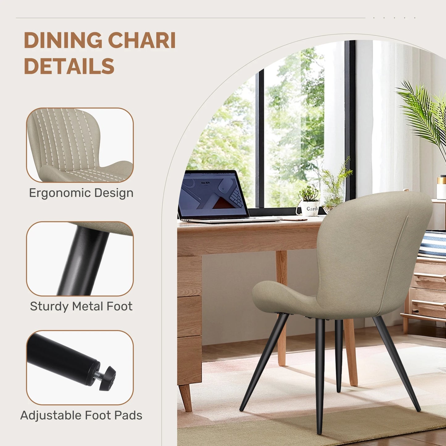 Modern Chair Comfortable Backrest 2PC