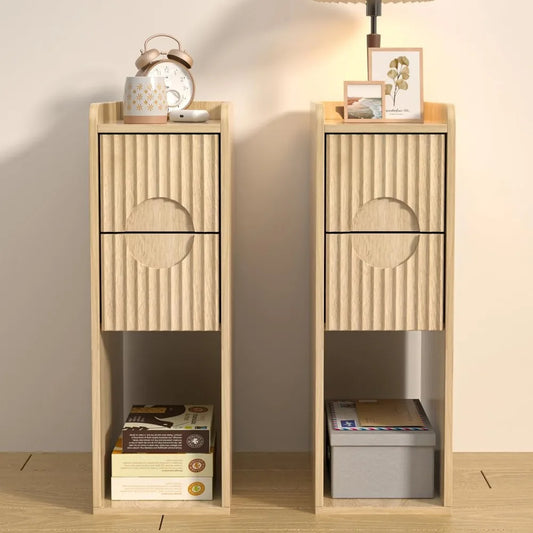 Small Fluted Nightstand Set of 2,