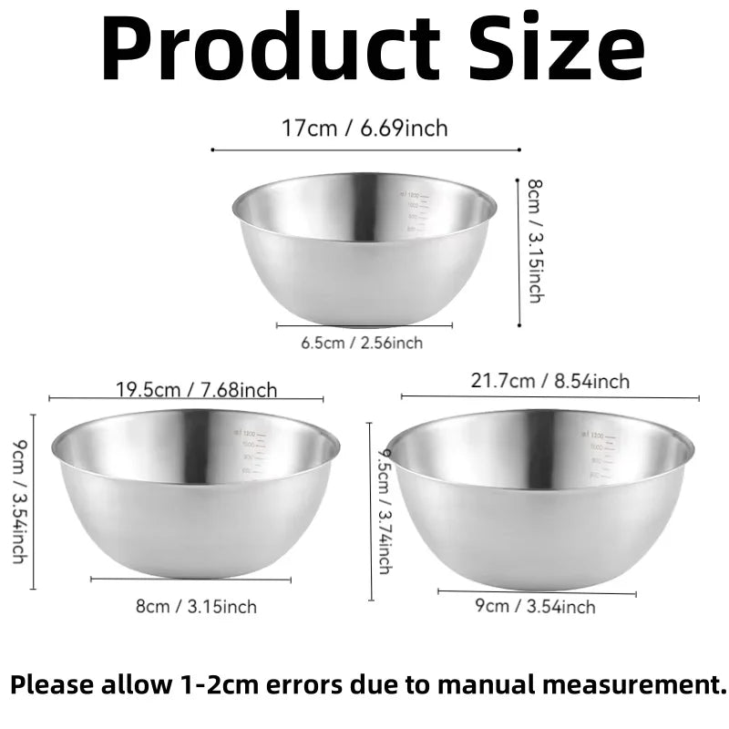 17/19/22CM Stainless Steel Bowls  Multi use