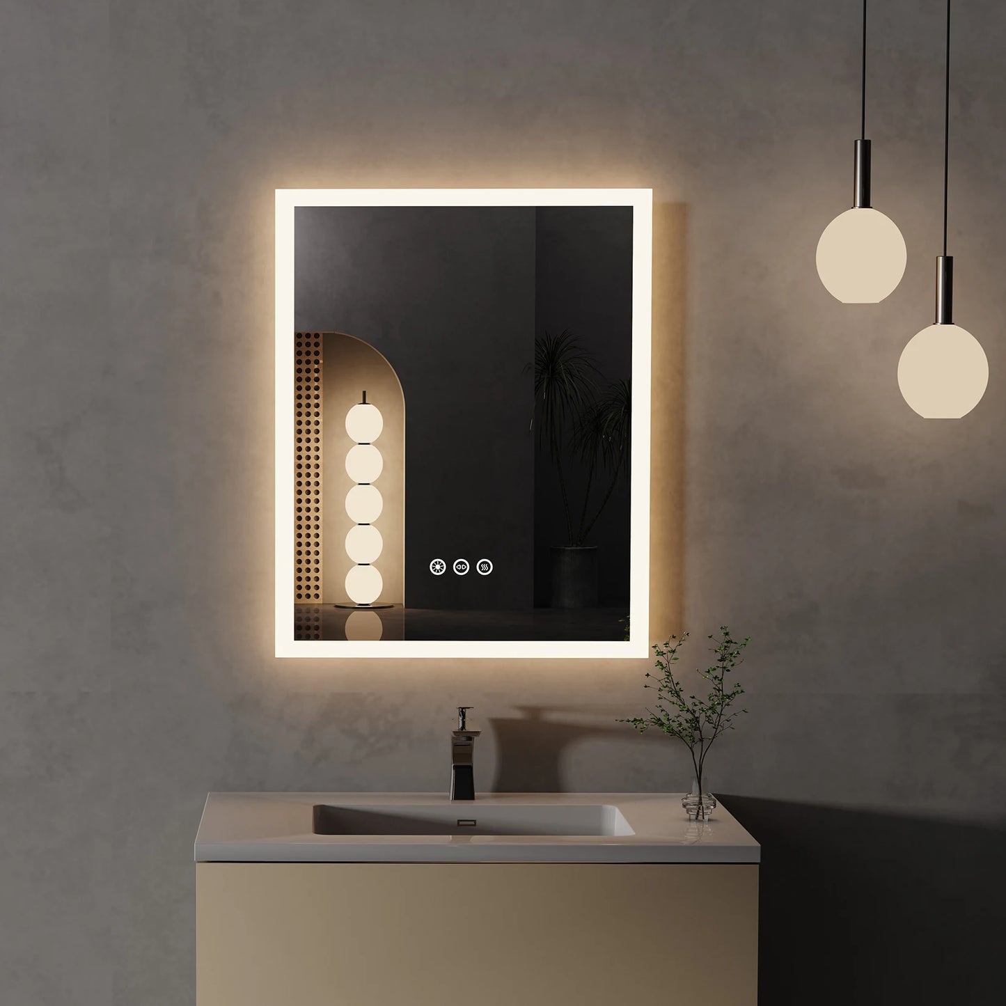 16x20 inch LED Lighted Smart Bathroom Mirror