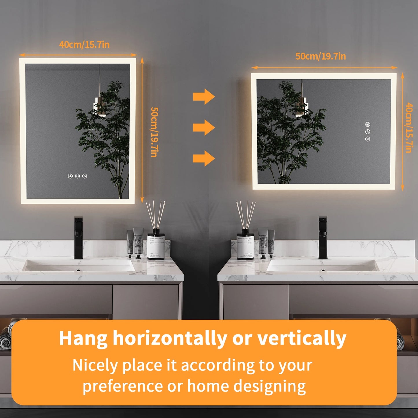 16x20 inch LED Lighted Smart Bathroom Mirror