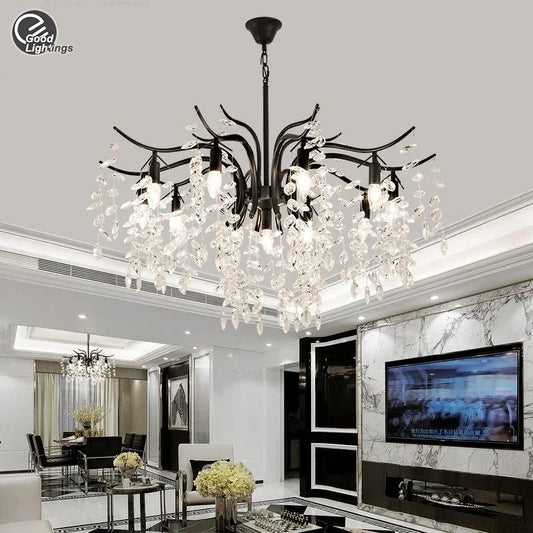 Modern Crystal Pendant Black Ceiling Chandelier