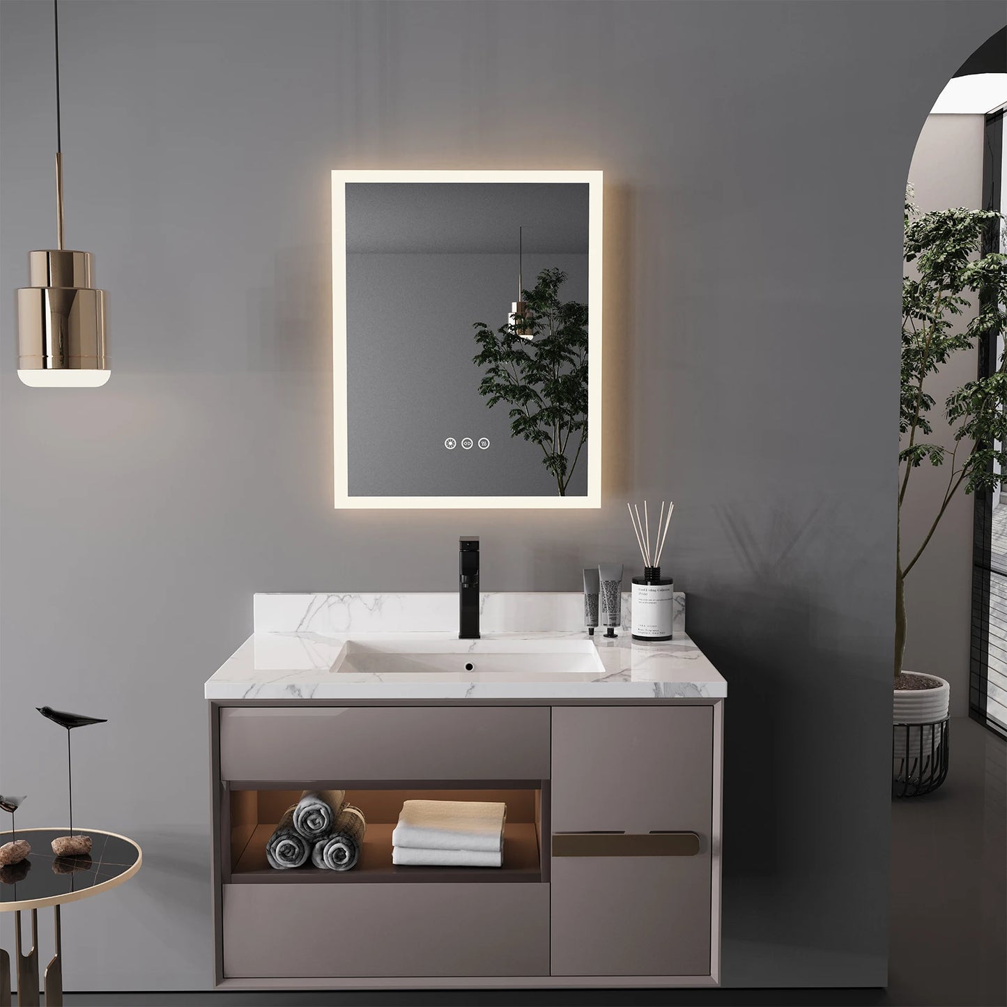16x20 inch LED Lighted Smart Bathroom Mirror