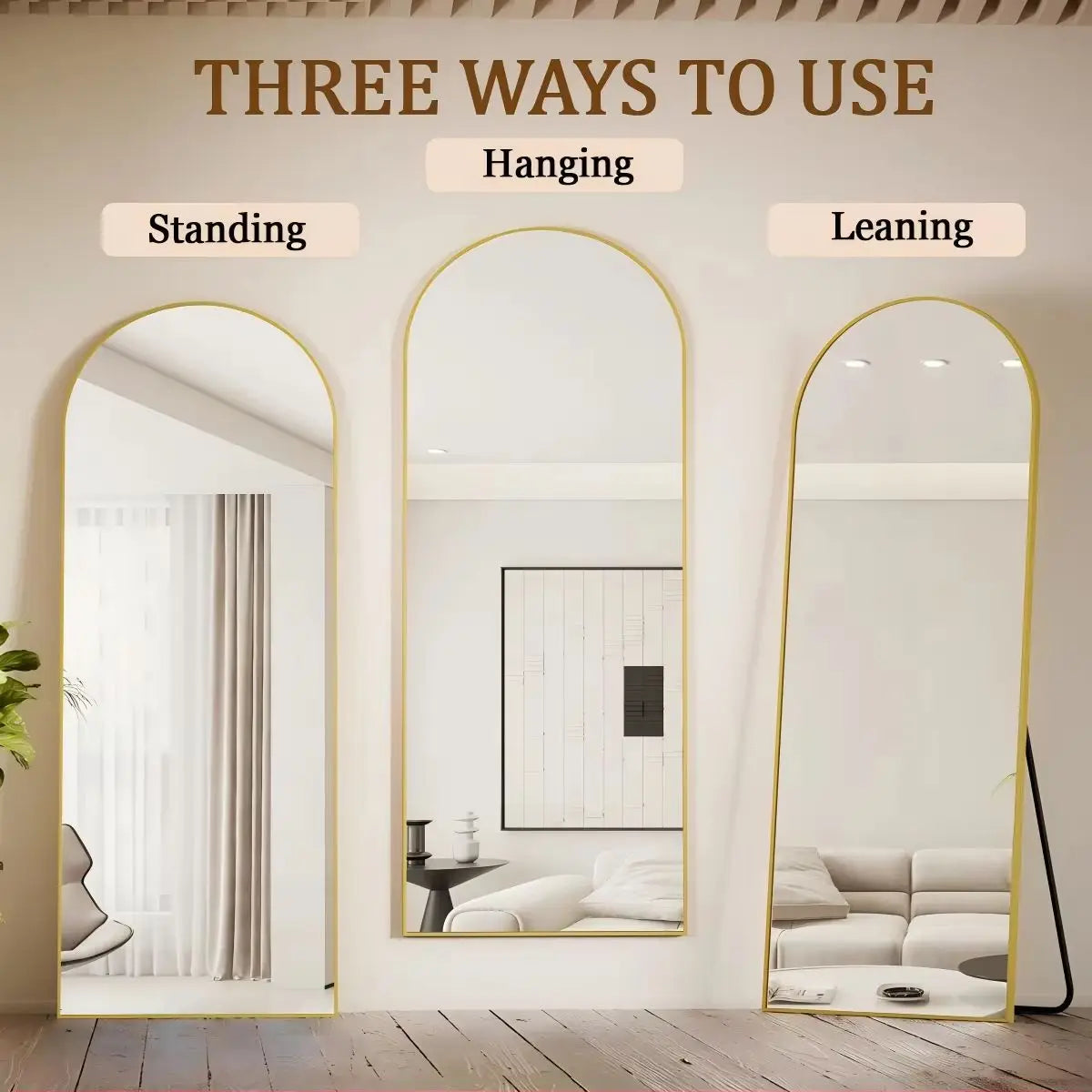 Arched Full Length 71"x26" Floor Mirror