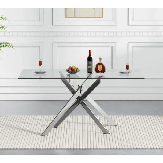 Rectangular Glass Dining Table for 4