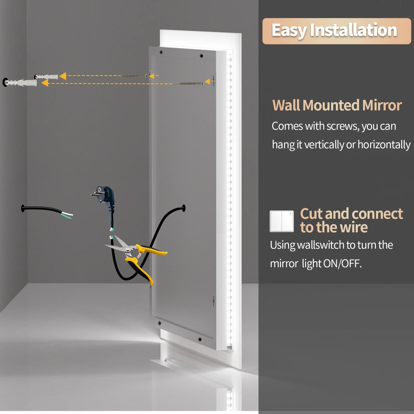 16x20 inch LED Lighted Smart Bathroom Mirror