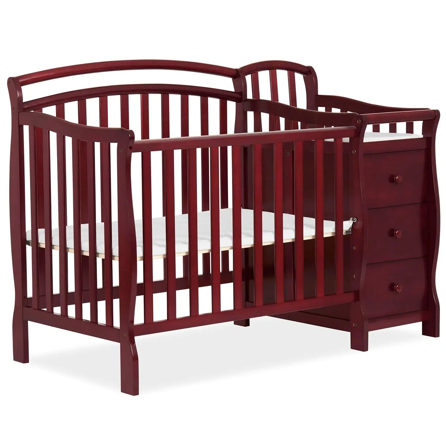 Adjustable Mini Crib And Changing Table  White