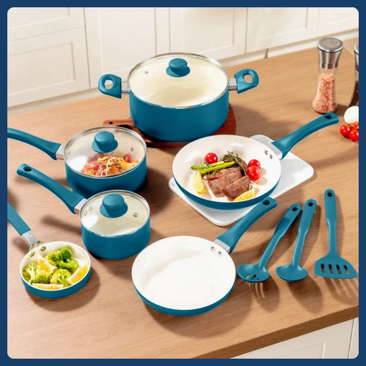 Ceramic aluminum 12-piece non-stick cookware se
