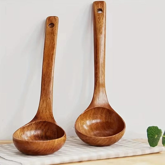Non-Stick Wooden Cooking Spoon Anti-scalding Soup Ladle