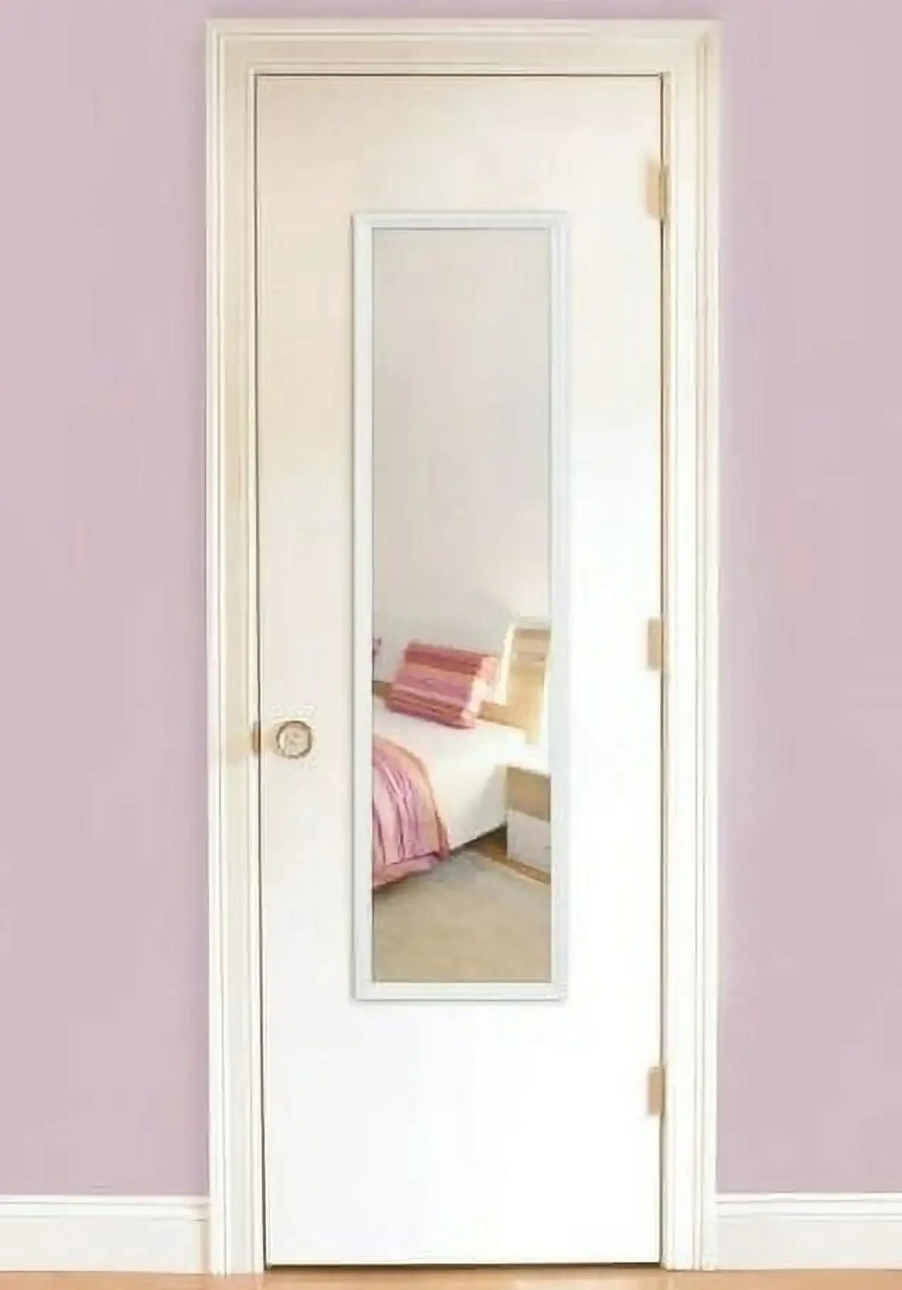 13" x 49" White Over the Door Mirror