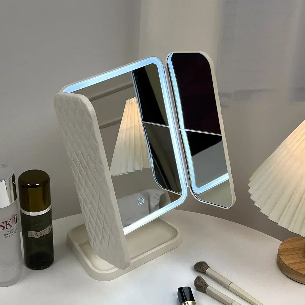 Trifold Makeup Mirror With LED Lights