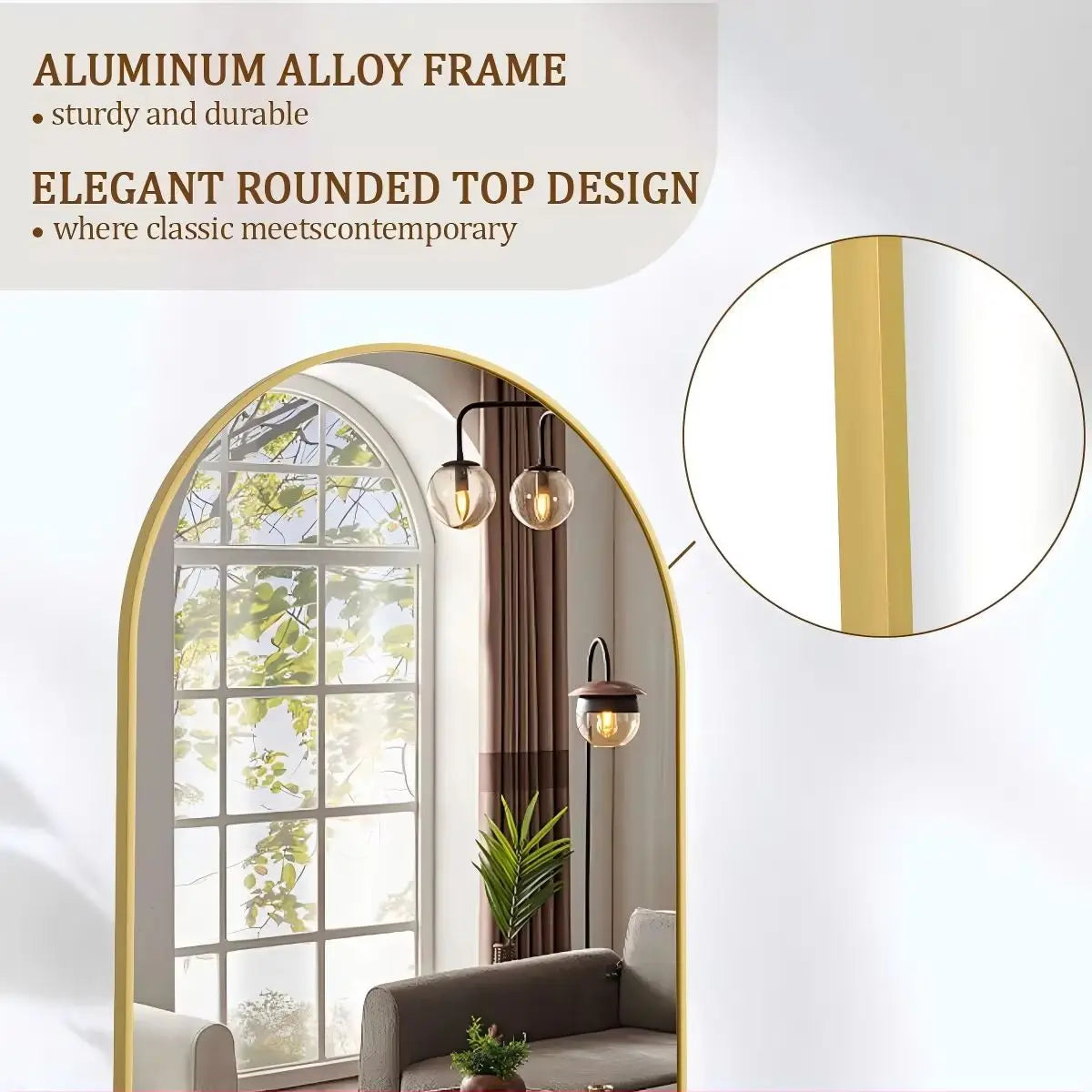 Arched Full Length 71"x26" Floor Mirror