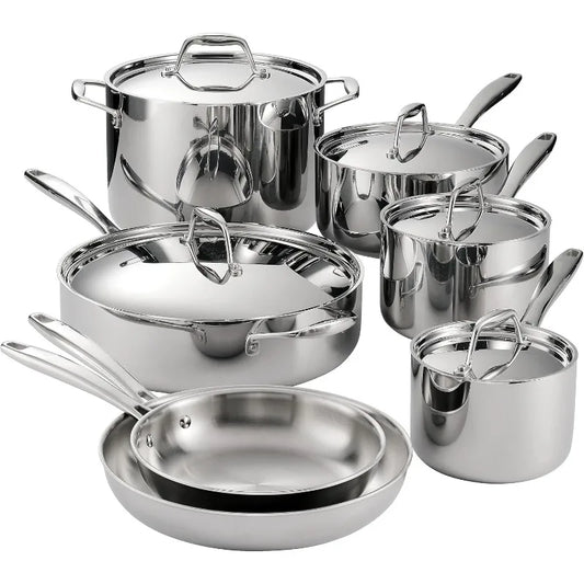 Stainless Steel 12-Piece Cookware Set with Lid