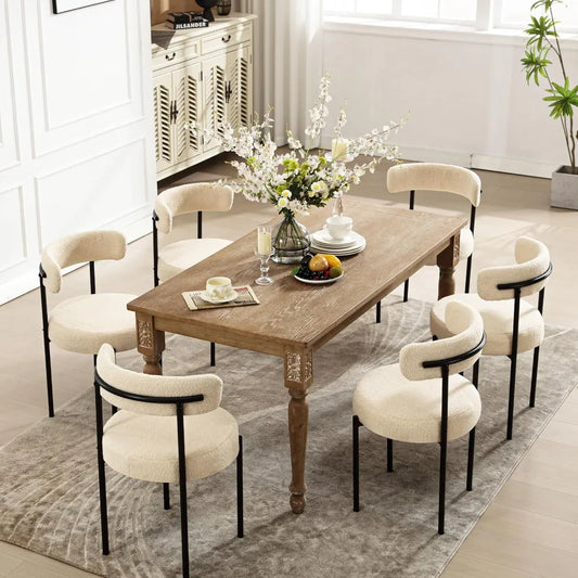 Curved Backrest Dining Chairs Set of 6
