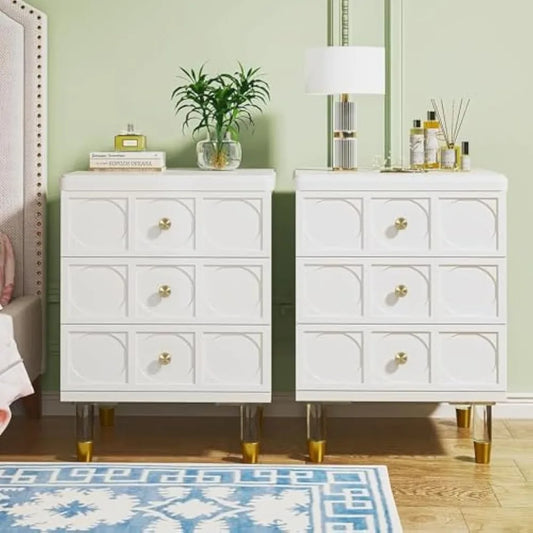 Nightstands Set of 2  with 3 Drawers