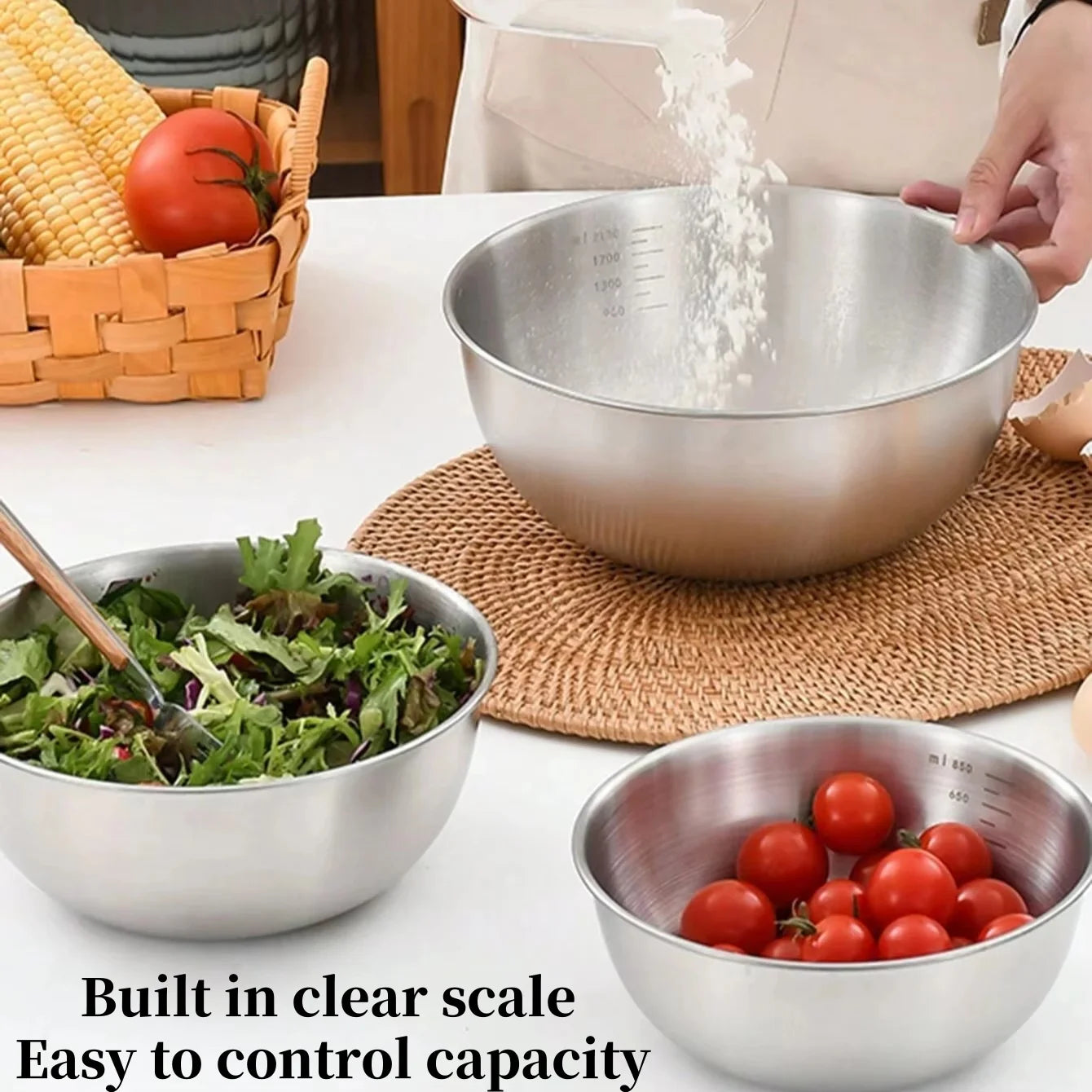 17/19/22CM Stainless Steel Bowls  Multi use